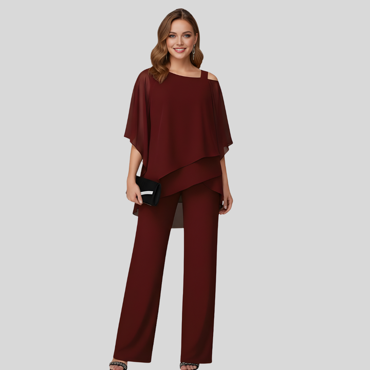 Marina | Cold Shoulder Wide Leg Jumpsuit With Overlay