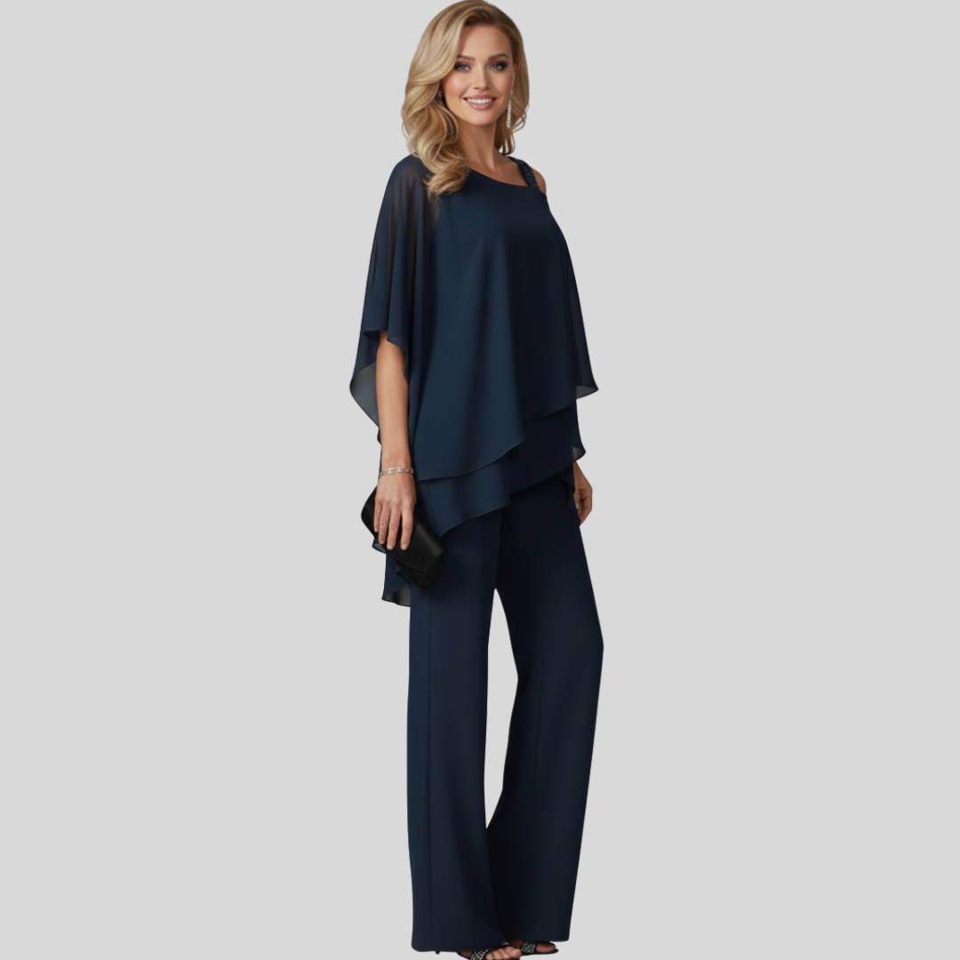 Marina | Cold Shoulder Wide Leg Jumpsuit With Overlay