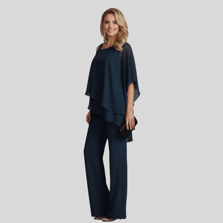 Marina | Cold Shoulder Wide Leg Jumpsuit With Overlay
