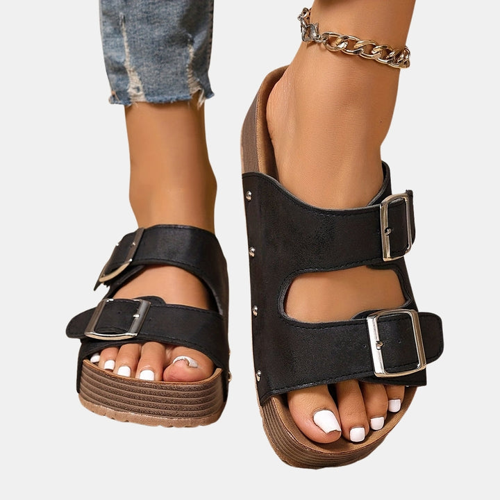 Acantha | Platform Slide Sandals with Double Buckle