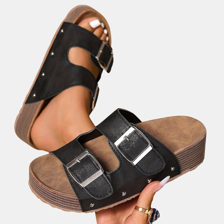 Acantha | Platform Slide Sandals with Double Buckle