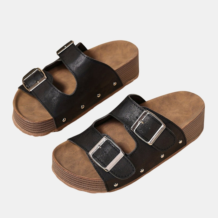 Acantha | Platform Slide Sandals with Double Buckle