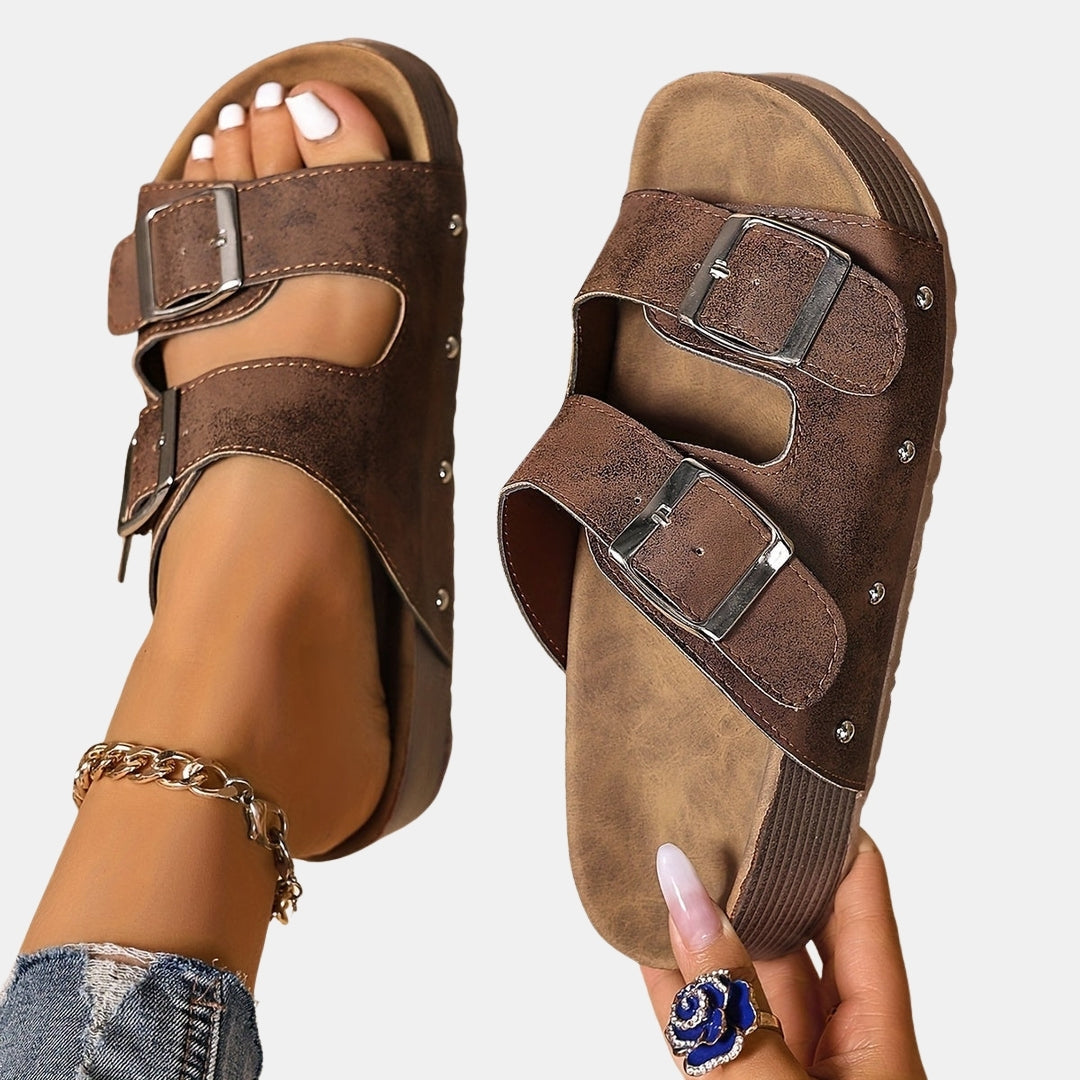 Acantha | Platform Slide Sandals with Double Buckle