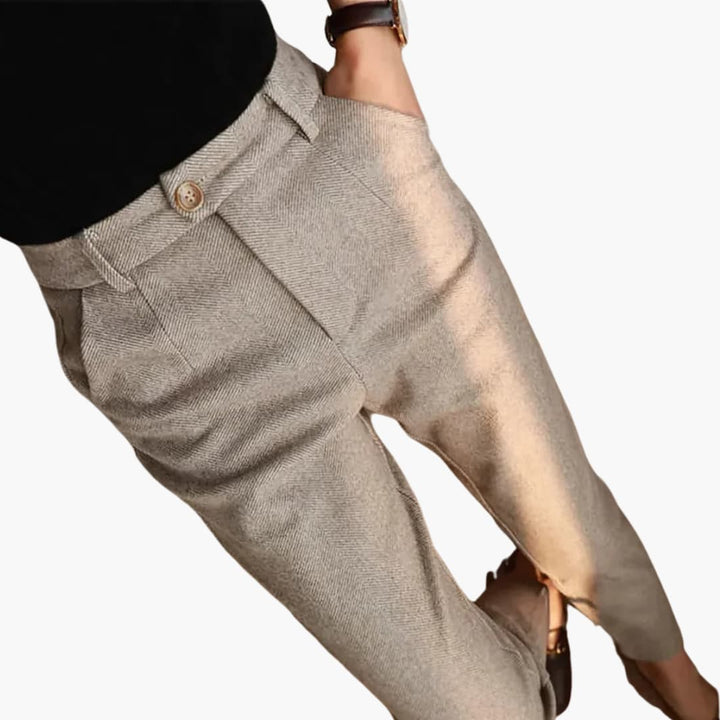 Aiden | Straight Leg Pants with Button Detail