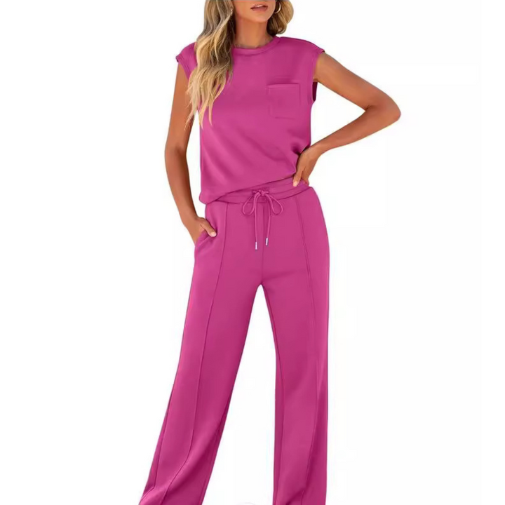 Alana | Two Piece Set with Sleeveless Top and Straight Leg Pants