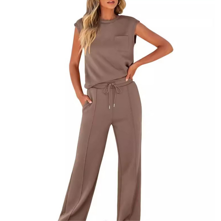 Alana | Two Piece Set with Sleeveless Top and Straight Leg Pants
