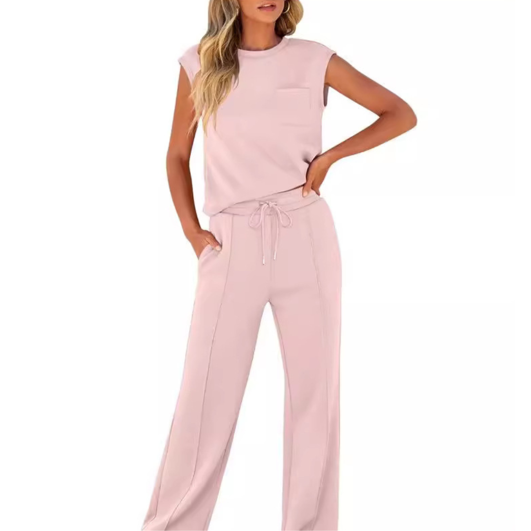 Alana | Two Piece Set with Sleeveless Top and Straight Leg Pants
