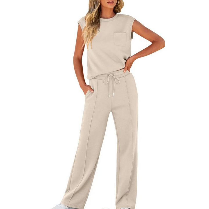 Alana | Two Piece Set with Sleeveless Top and Straight Leg Pants