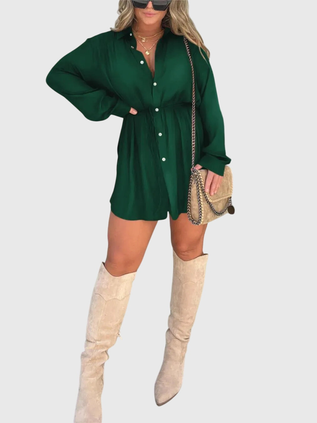 Alveria | Classic Shirt Dress with Tie Waist