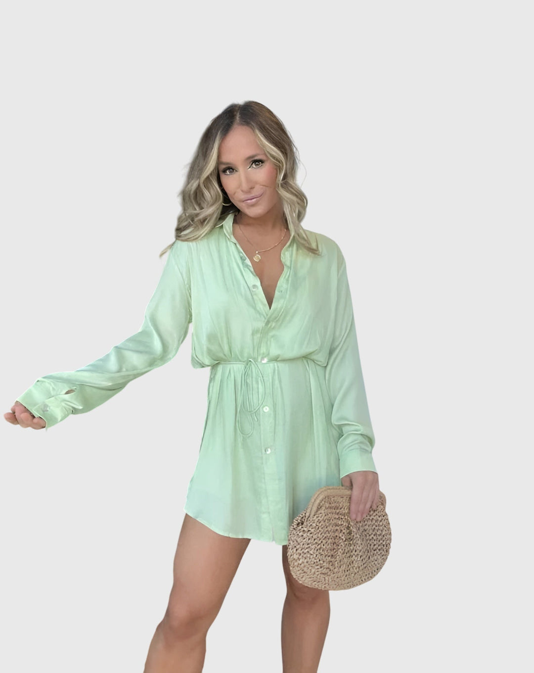 Alveria | Classic Shirt Dress with Tie Waist