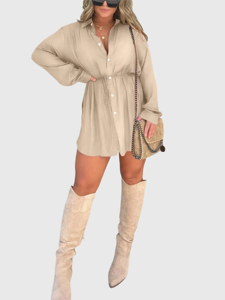 Alveria | Classic Shirt Dress with Tie Waist