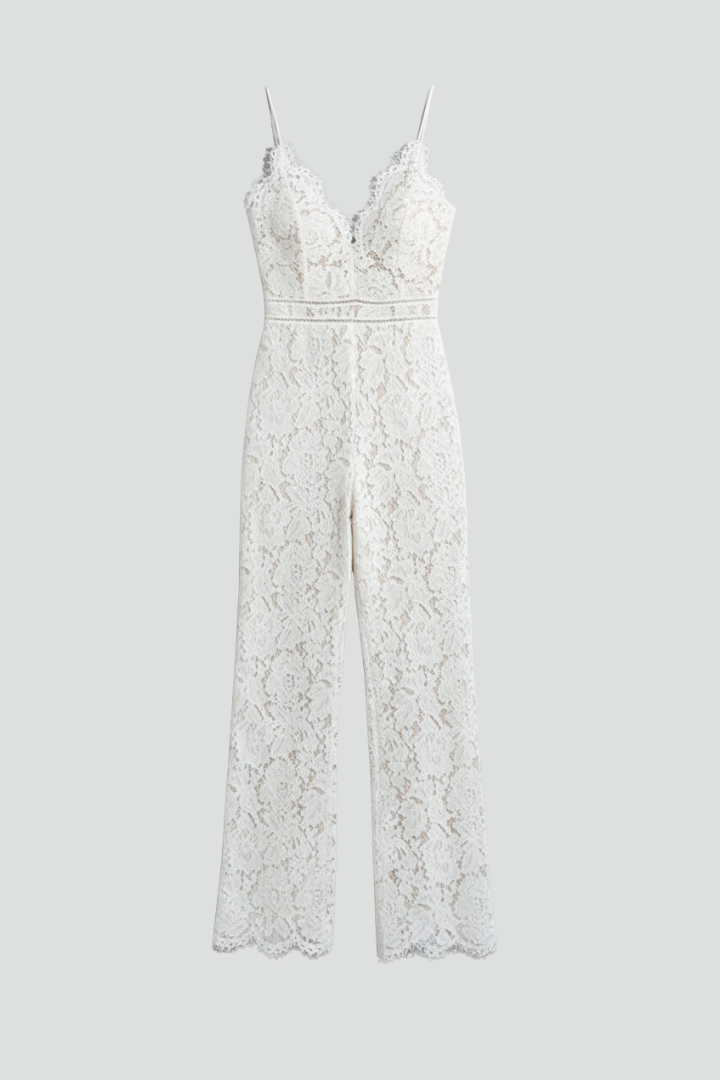 Amara | Lace Wide Leg Jumpsuit With V Neck