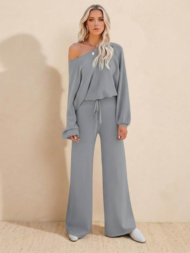 Amaris | Chic Two Piece Set with Off Shoulder Top and Wide Leg Pants