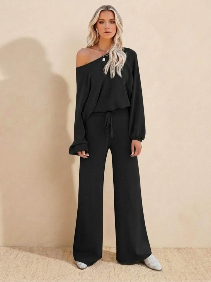 Amaris | Chic Two Piece Set with Off Shoulder Top and Wide Leg Pants