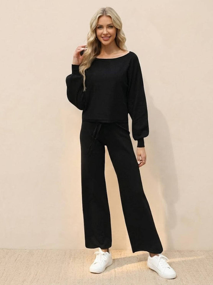 Amaris | Chic Two Piece Set with Off Shoulder Top and Wide Leg Pants