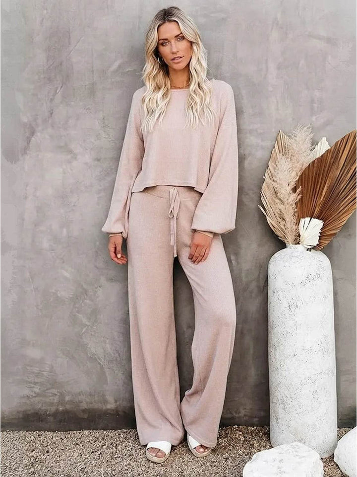 Amaris | Chic Two Piece Set with Off Shoulder Top and Wide Leg Pants