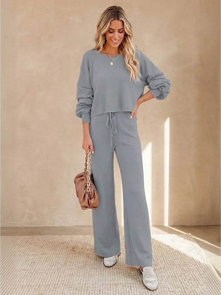 Amaris | Chic Two Piece Set with Off Shoulder Top and Wide Leg Pants