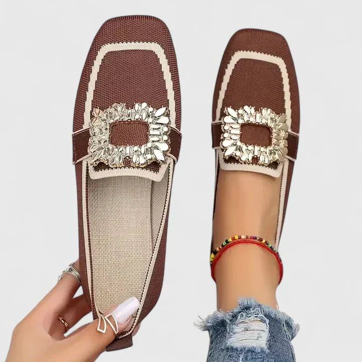 Amelia | Chic Square Toe Loafers with Buckle Detail