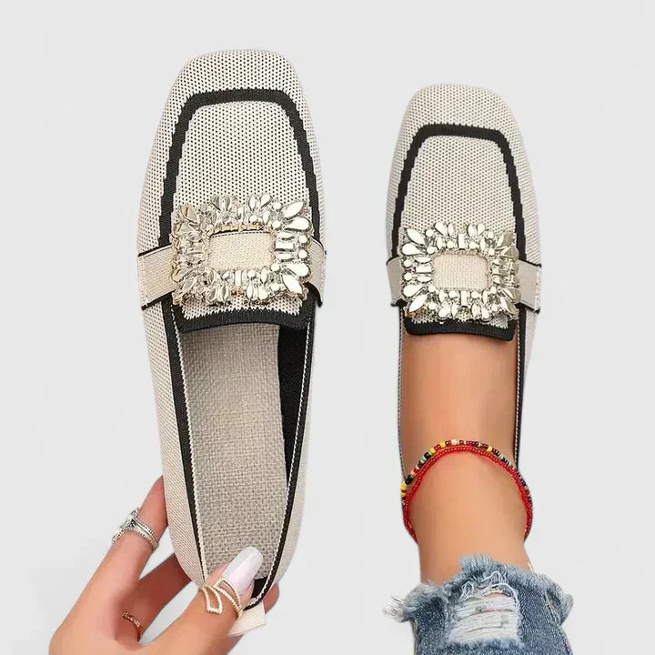 Amelia | Chic Square Toe Loafers with Buckle Detail