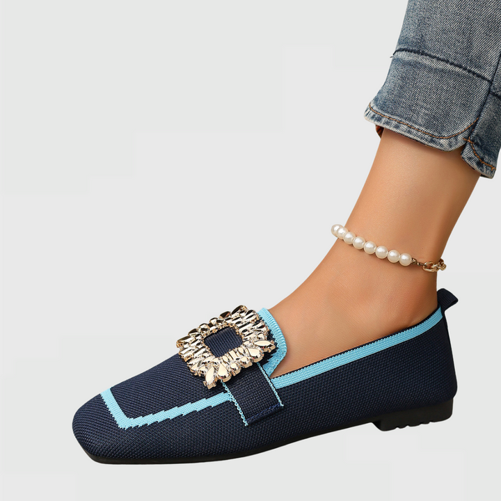 Amelia | Chic Square Toe Loafers with Buckle Detail