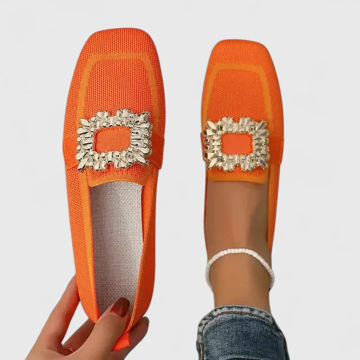 Amelia | Chic Square Toe Loafers with Buckle Detail