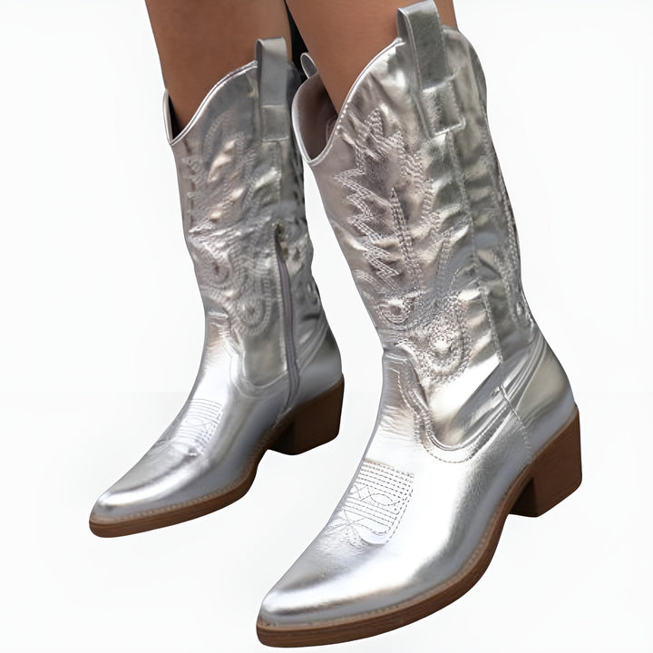 Ardis | Western Ankle Boots with Embroidered Detail