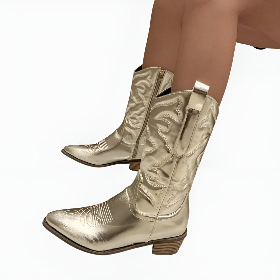 Ardis | Western Ankle Boots with Embroidered Detail