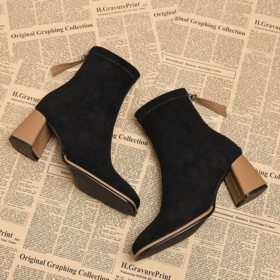 Aria | Pointed Toe Ankle Boots with Block Heel