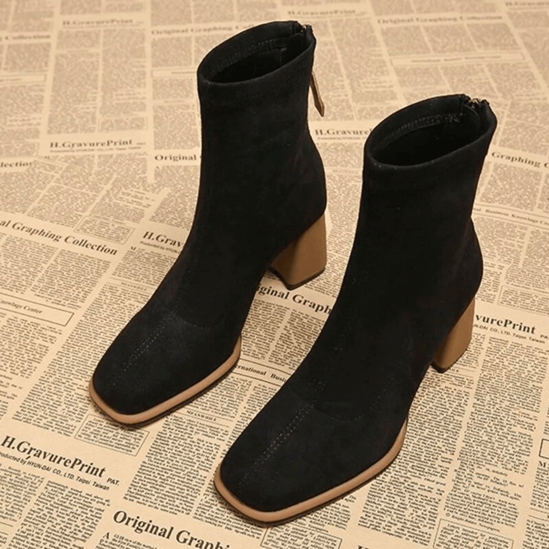 Aria | Pointed Toe Ankle Boots with Block Heel