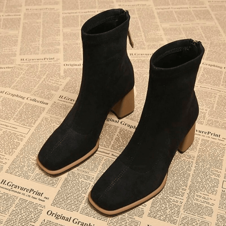 Aria | Pointed Toe Ankle Boots with Block Heel