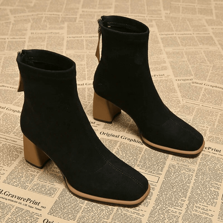 Aria | Pointed Toe Ankle Boots with Block Heel