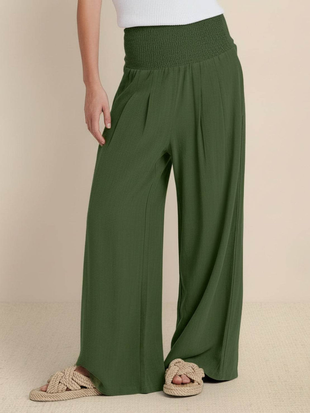 Aria | Wide Leg Pants With Smocked Waist