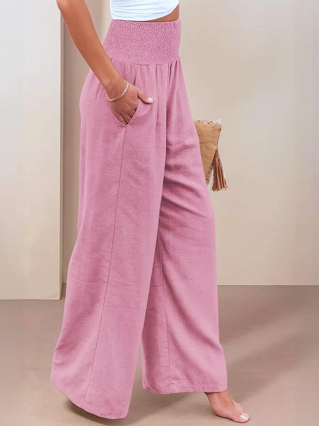 Aria | Wide Leg Pants With Smocked Waist