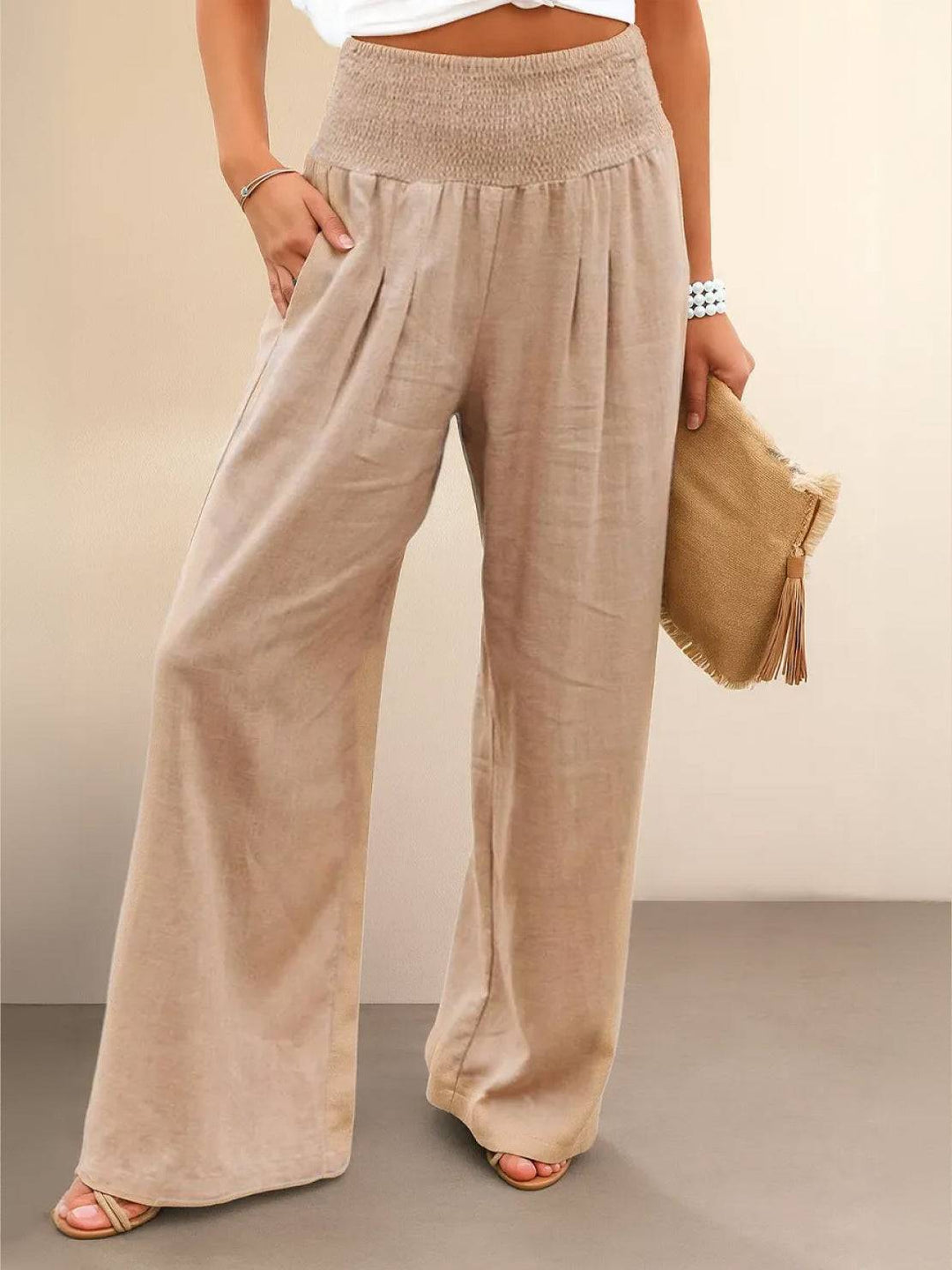 Aria | Wide Leg Pants With Smocked Waist