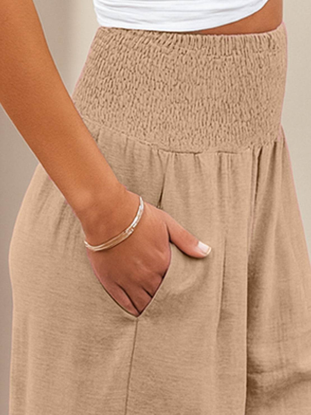 Aria | Wide Leg Pants With Smocked Waist