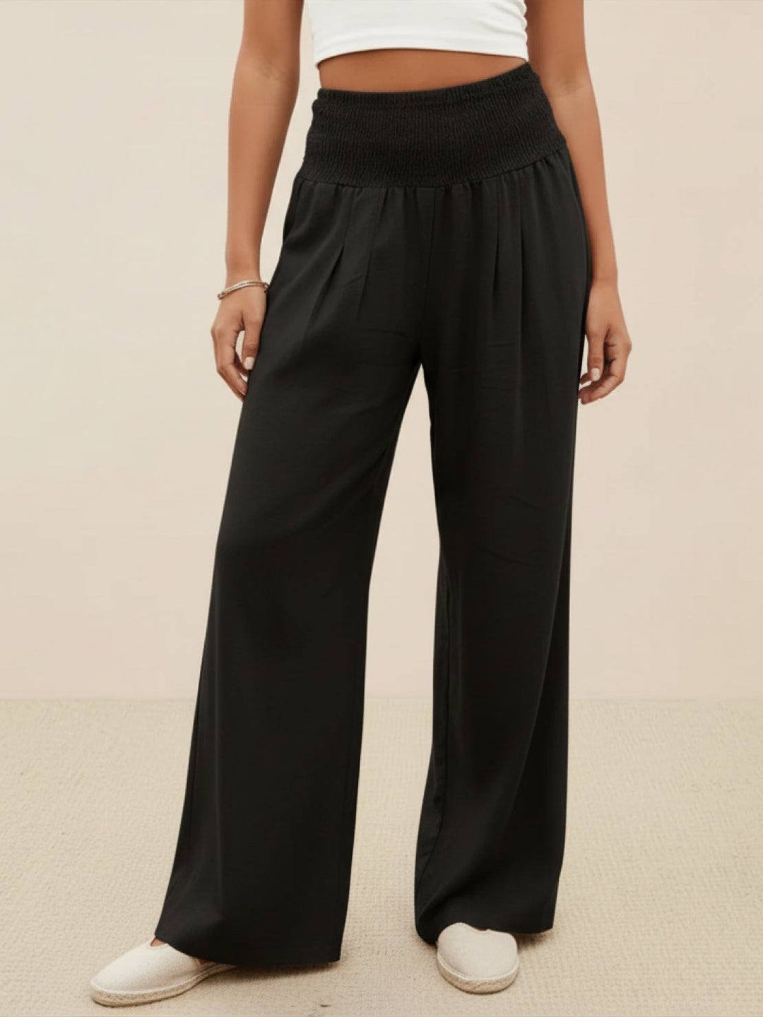 Aria | Wide Leg Pants With Smocked Waist