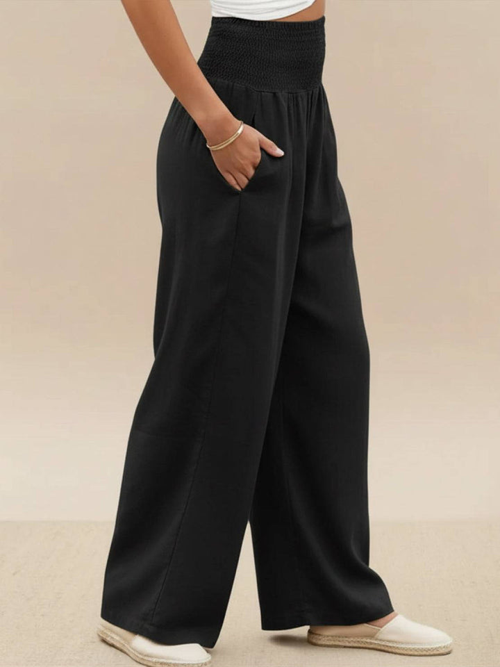 Aria | Wide Leg Pants With Smocked Waist