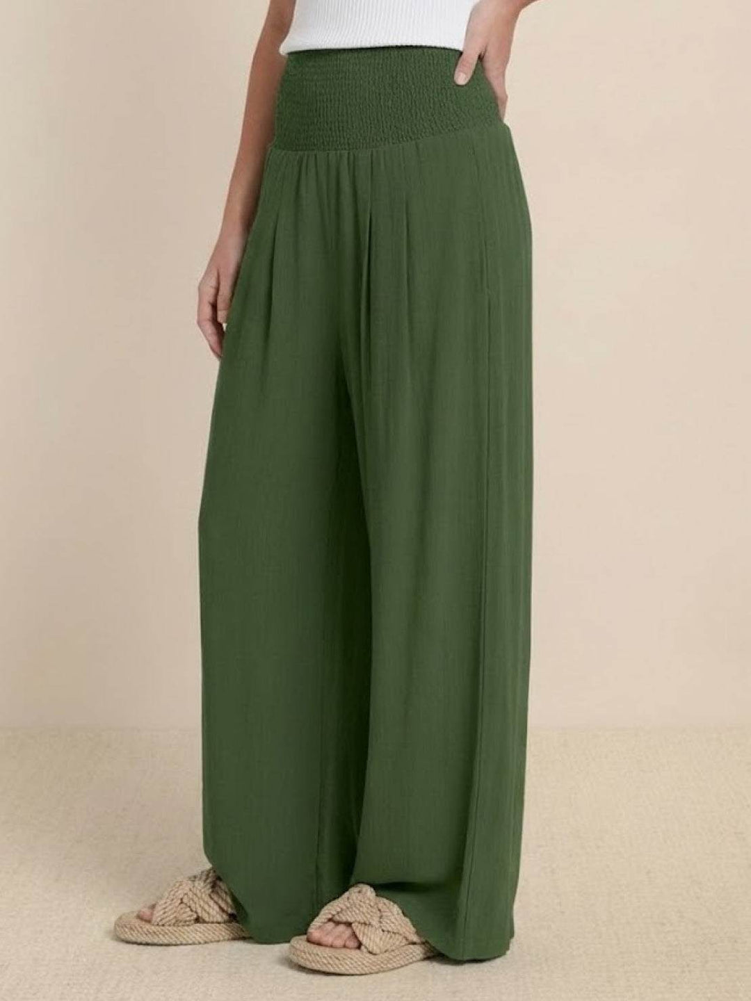 Aria | Wide Leg Pants With Smocked Waist