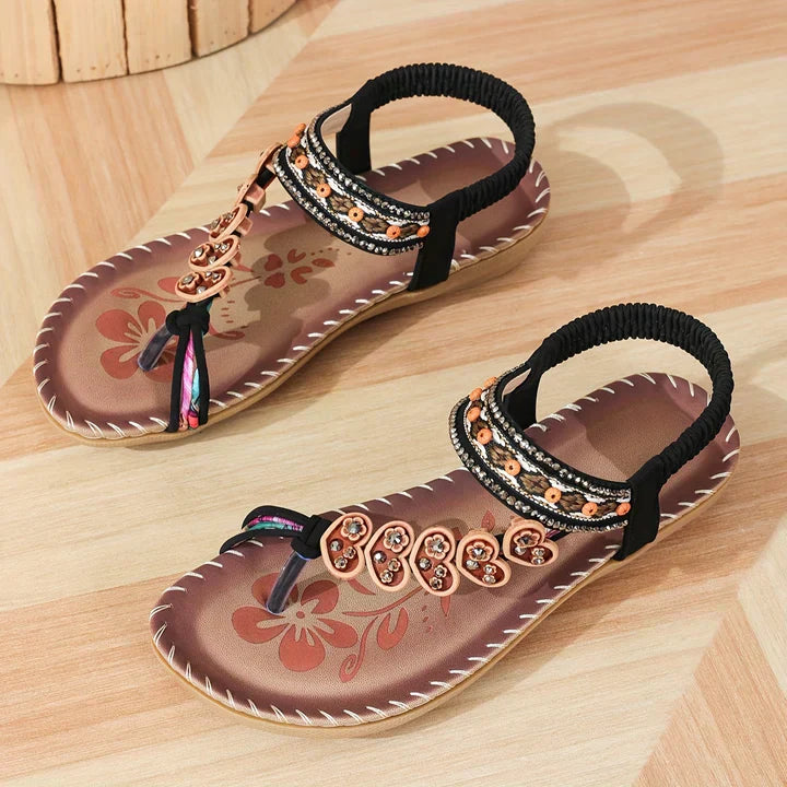 Ariana | Flat Sandals with Beaded Strap Detail