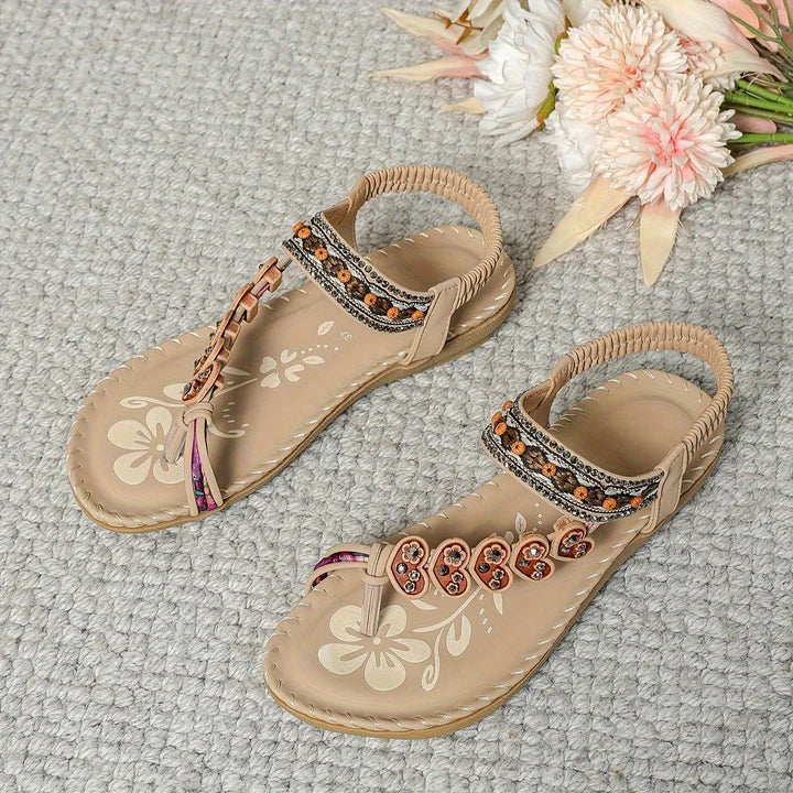 Ariana | Flat Sandals with Beaded Strap Detail