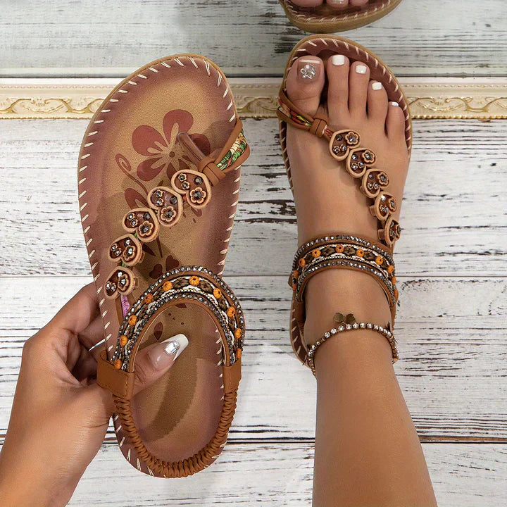 Ariana | Flat Sandals with Beaded Strap Detail