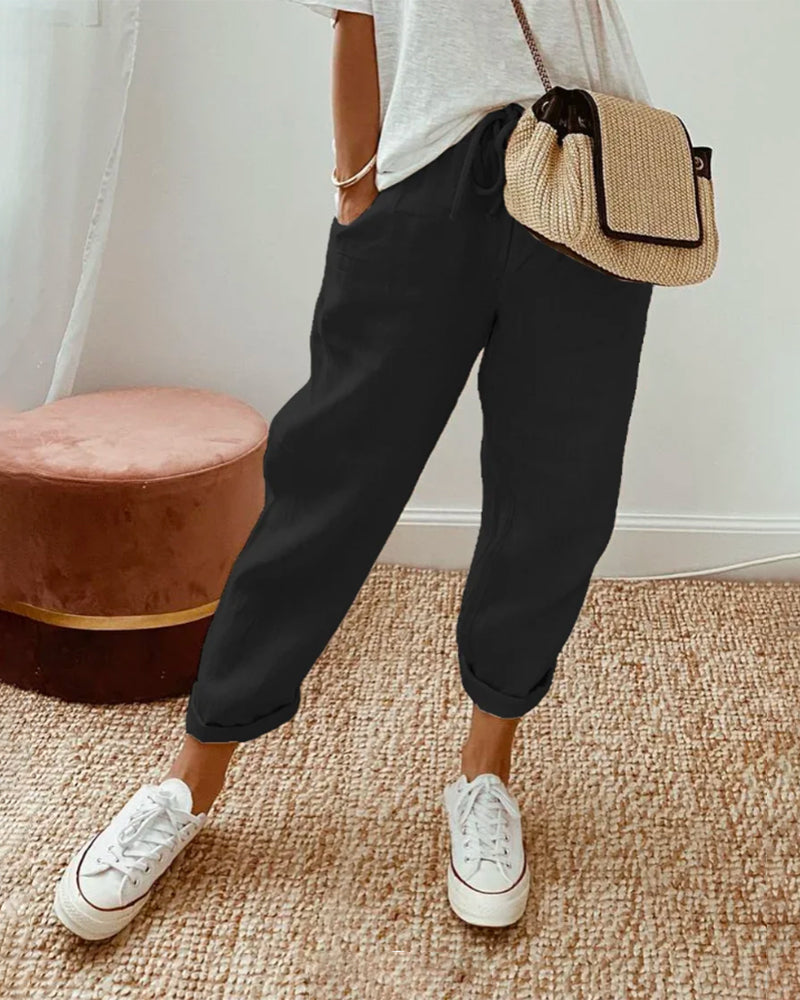 Ariana | Relaxed Drawstring Pants With Cropped Length