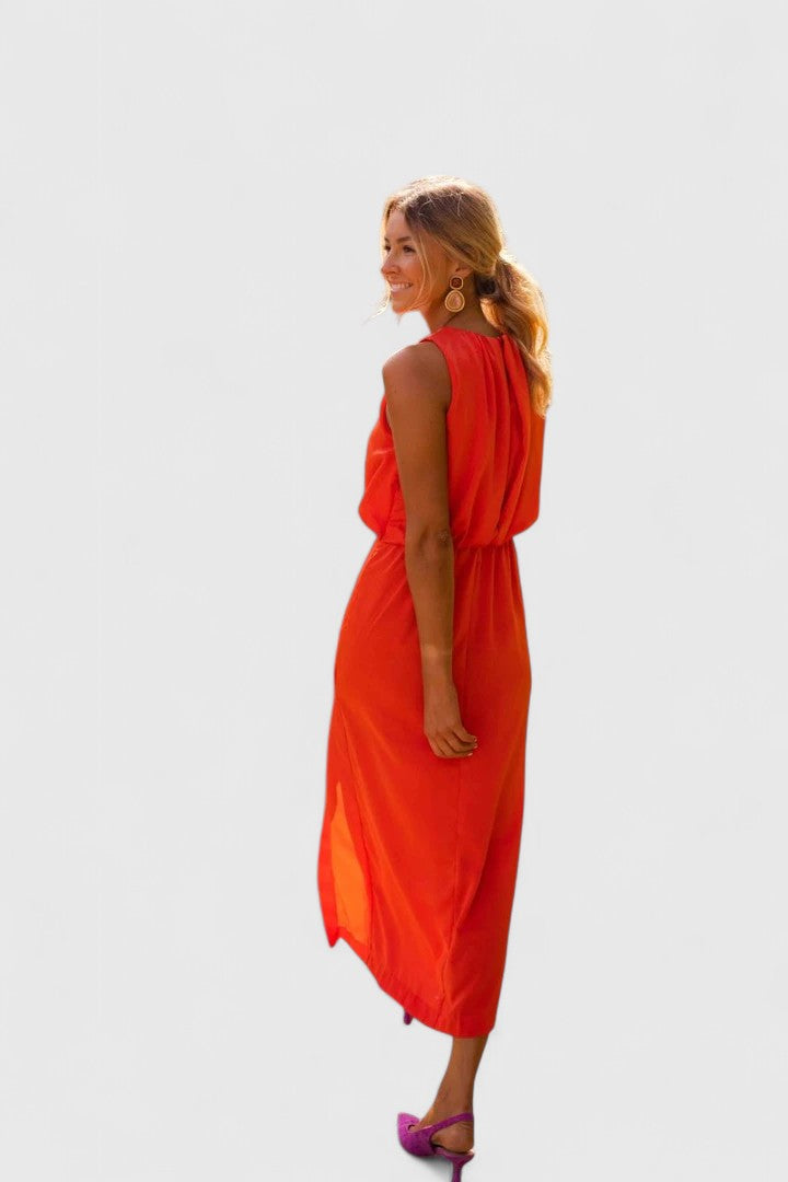 Arixelle | Elegant Halter Midi Dress with Side Slit