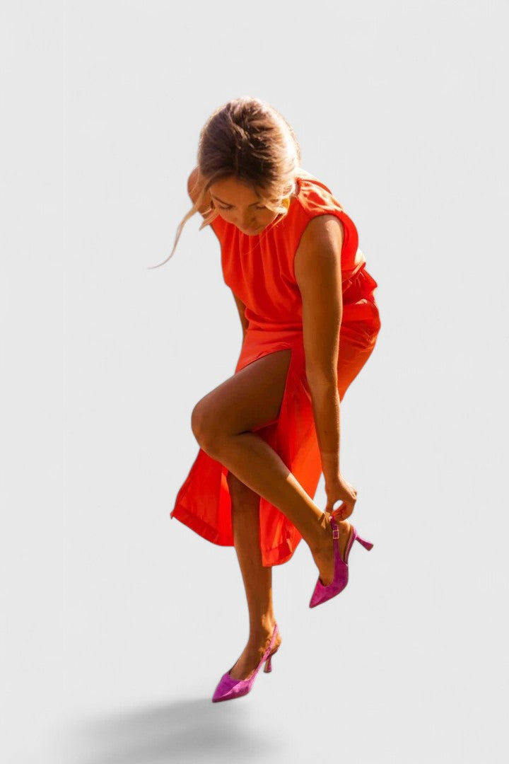 Arixelle | Elegant Halter Midi Dress with Side Slit