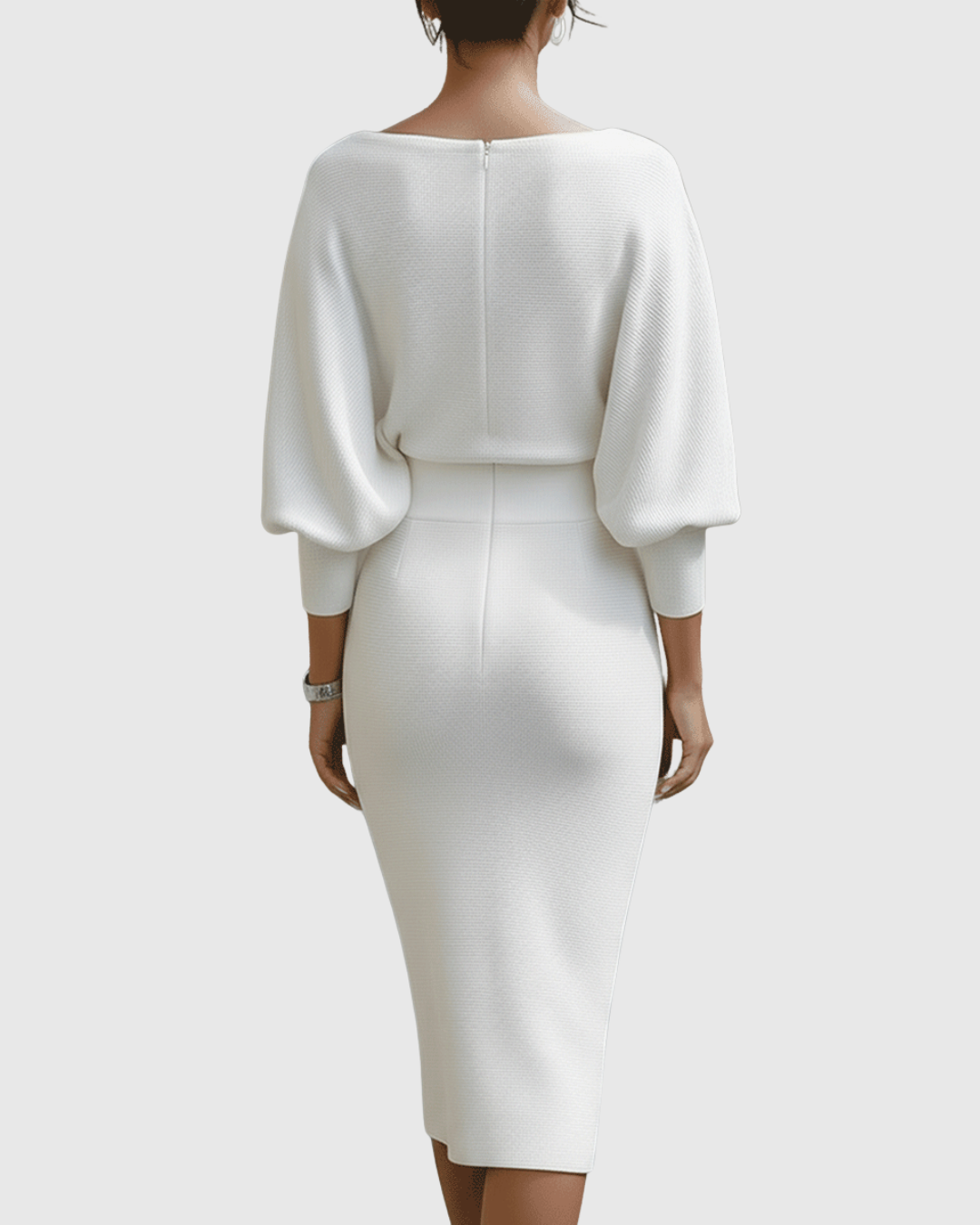 Arlissa | Elegant Midi Dress with Batwing Sleeves