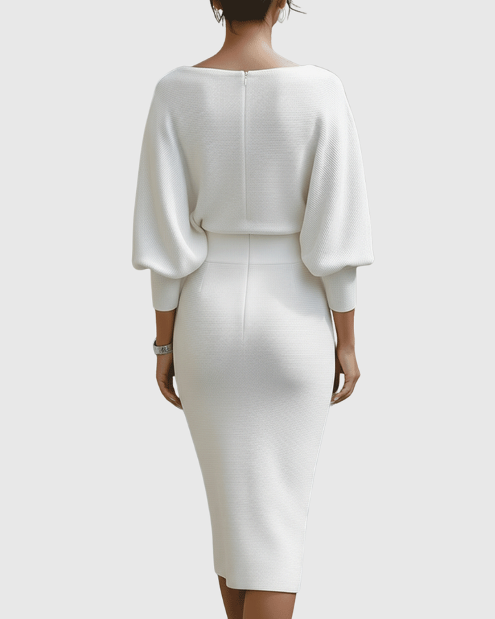 Arlissa | Elegant Midi Dress with Batwing Sleeves