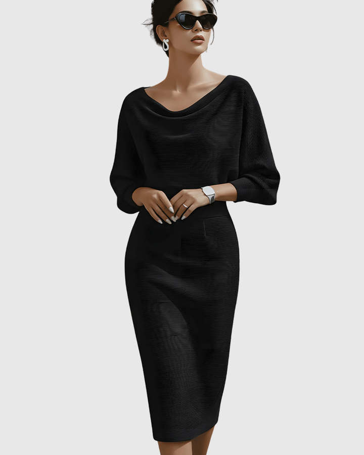 Arlissa | Elegant Midi Dress with Batwing Sleeves