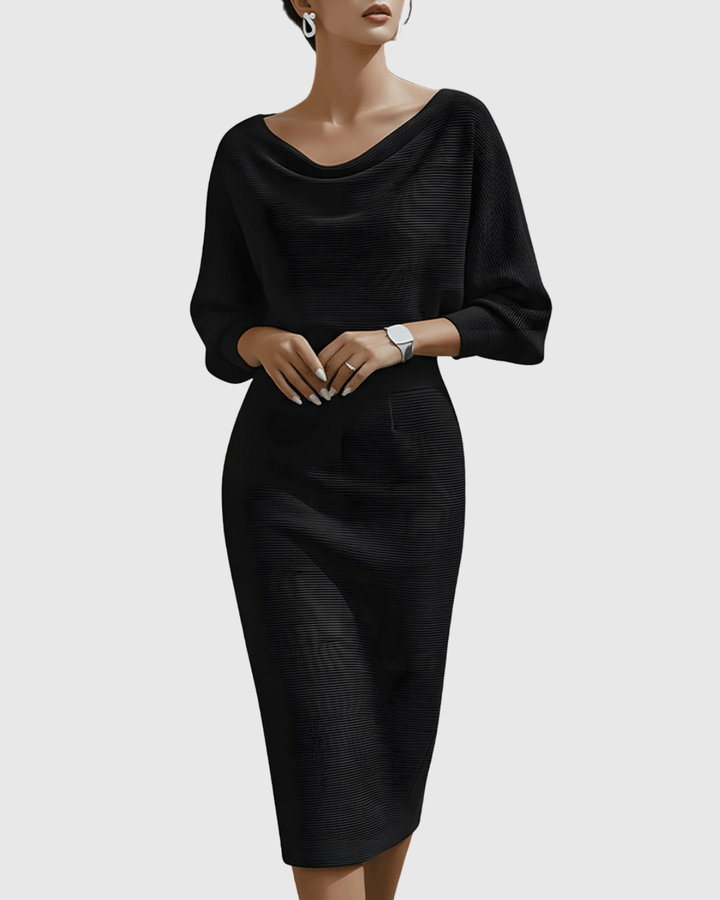 Arlissa | Elegant Midi Dress with Batwing Sleeves