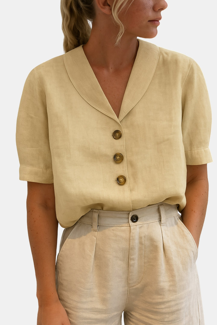 Ashlira | Short Sleeve Blouse with Button Front