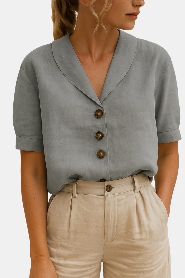 Ashlira | Short Sleeve Blouse with Button Front
